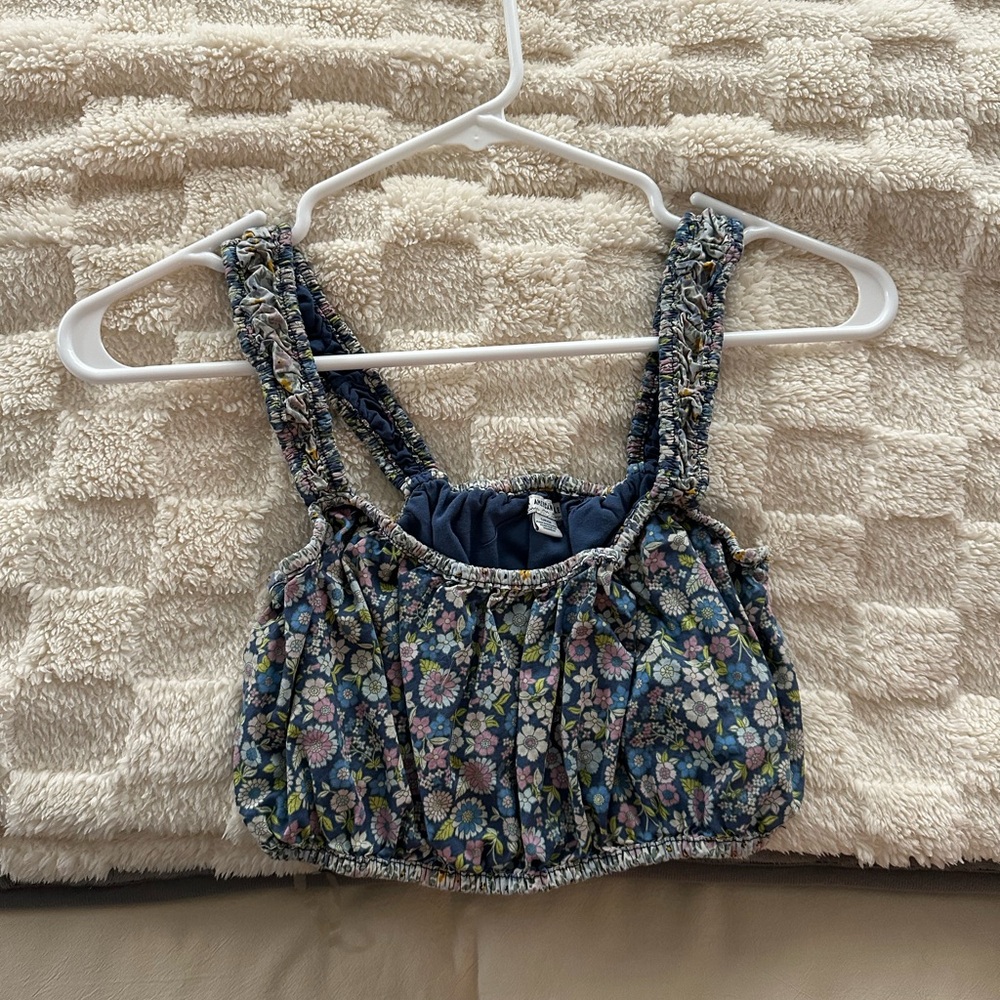 American Eagle Floral Smocked Crop Top